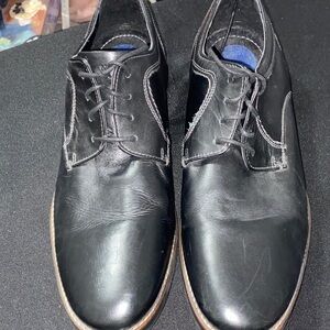 NUNN BUSH MENS SIZE 12 BLACK LEATHER LACE UP COMFORT GEL DRESS FLEX SHOES CLEAN